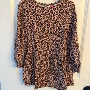 Mini Boden Pink and Brown Leopard Print Dress